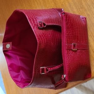 Lancôme Exclusive Deep Red Faux Crocodile Purse (Set of 2)